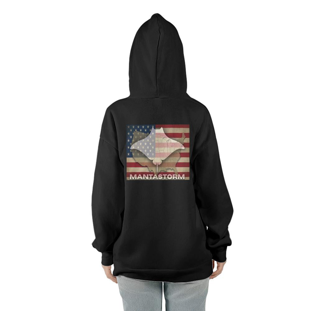 MANTASTORM Black Classic Unisex US Map Hoodie (Made In US)
