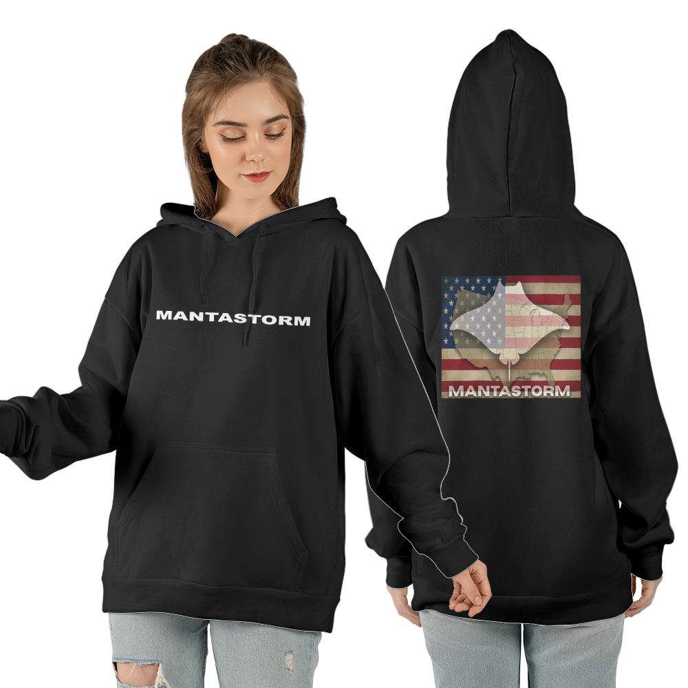 MANTASTORM Black Classic Unisex US Map Hoodie (Made In US)