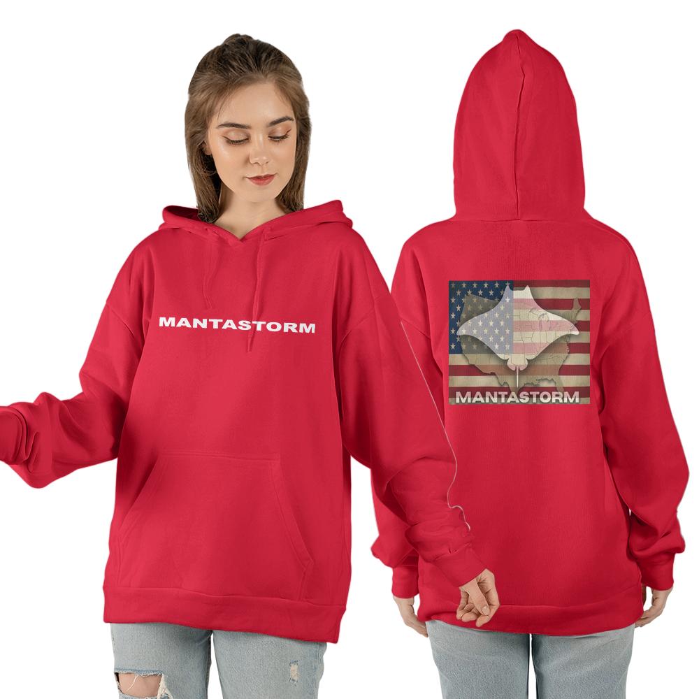 MANTASTORM Red Classic Unisex US Map Hoodie (Made In US)