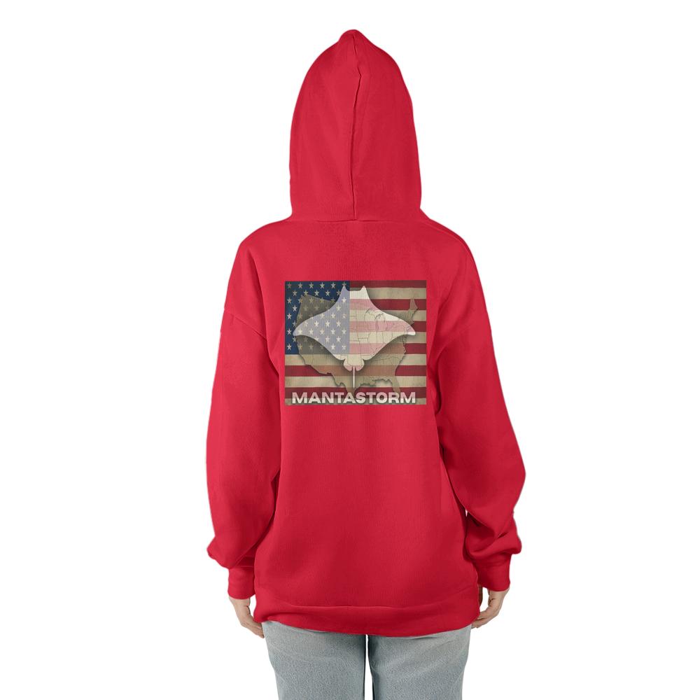 MANTASTORM Red Classic Unisex US Map Hoodie (Made In US)