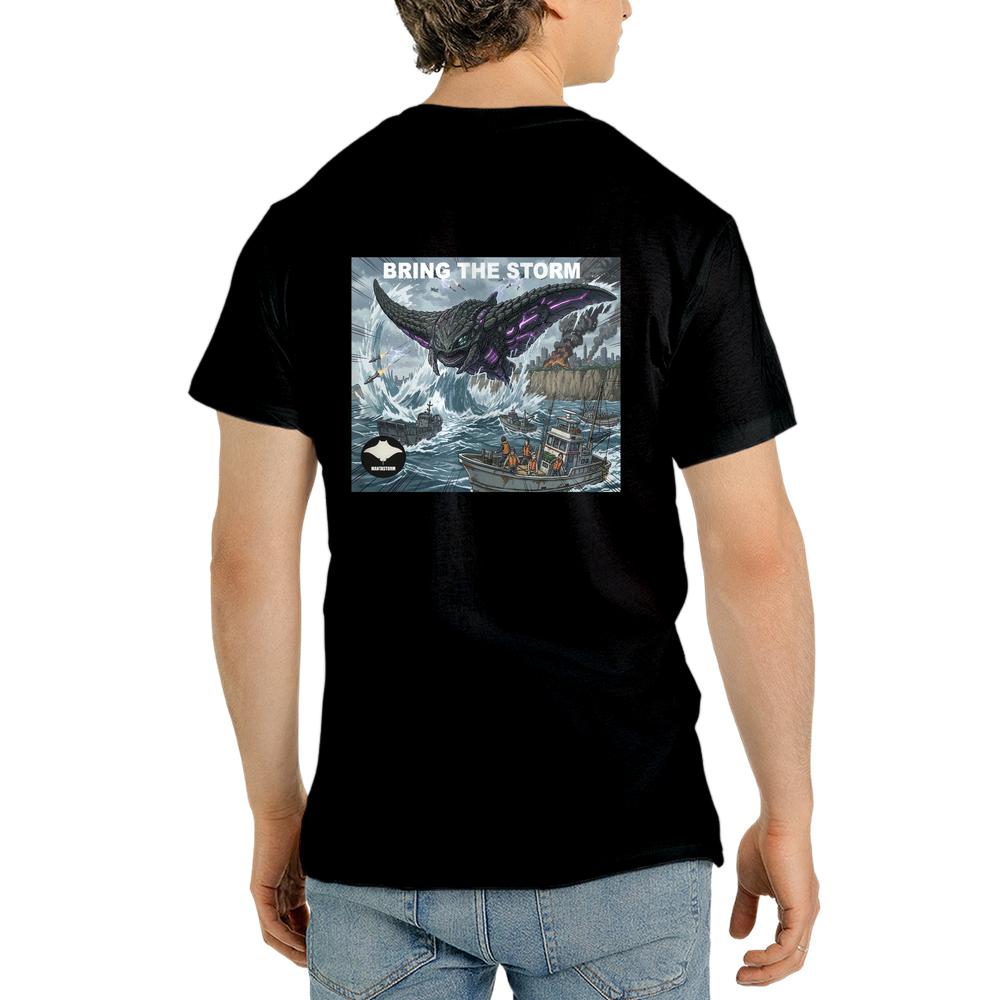MANTASTORM Unisex Black T-shirt Anime Graphic 2 (Made in US)