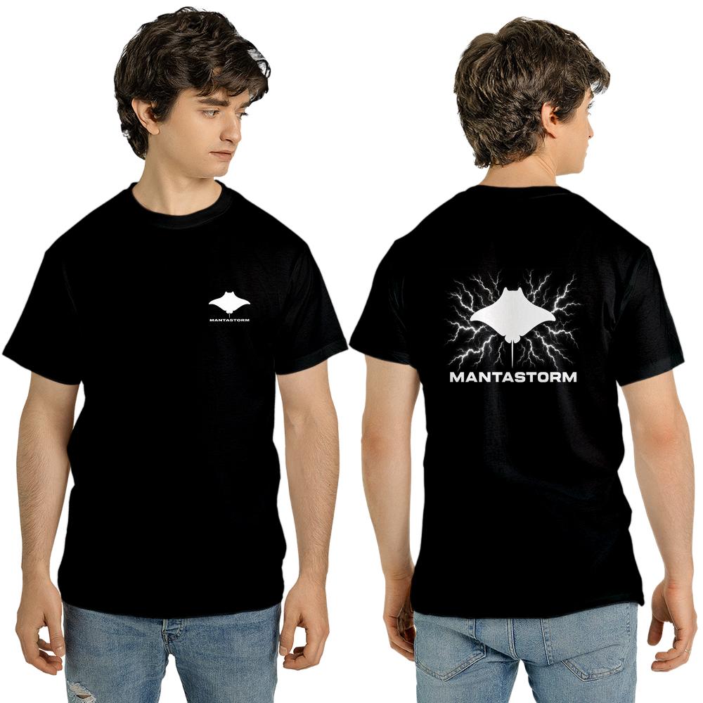 MANTASTORM Black Unisex Jersey Short Sleeve Thunder Tee (Made in US)