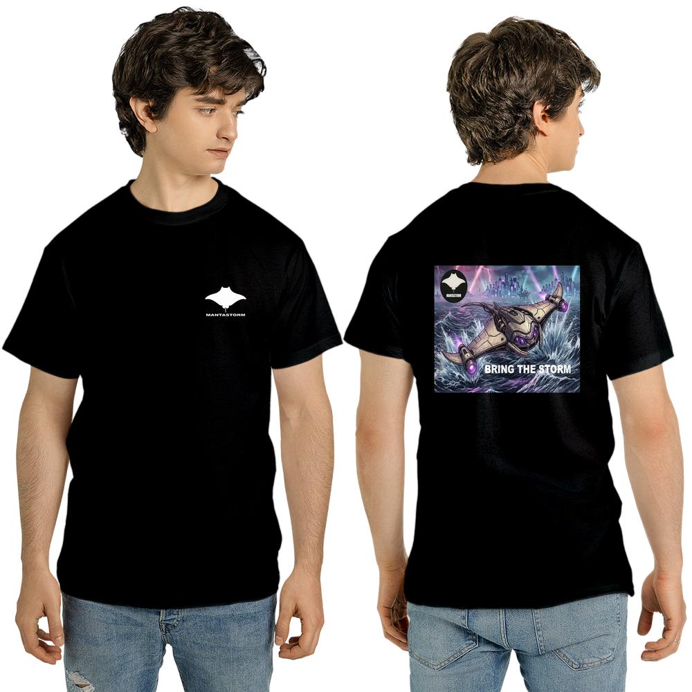 MANTASTORM Unisex Black T-shirt Anime Graphic 1 (Made in US)