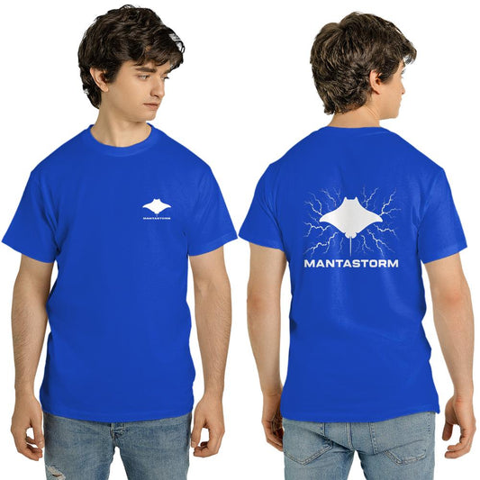 MANTASTORM Blue Unisex Jersey Short Sleeve Thunder Tee (Made in US)