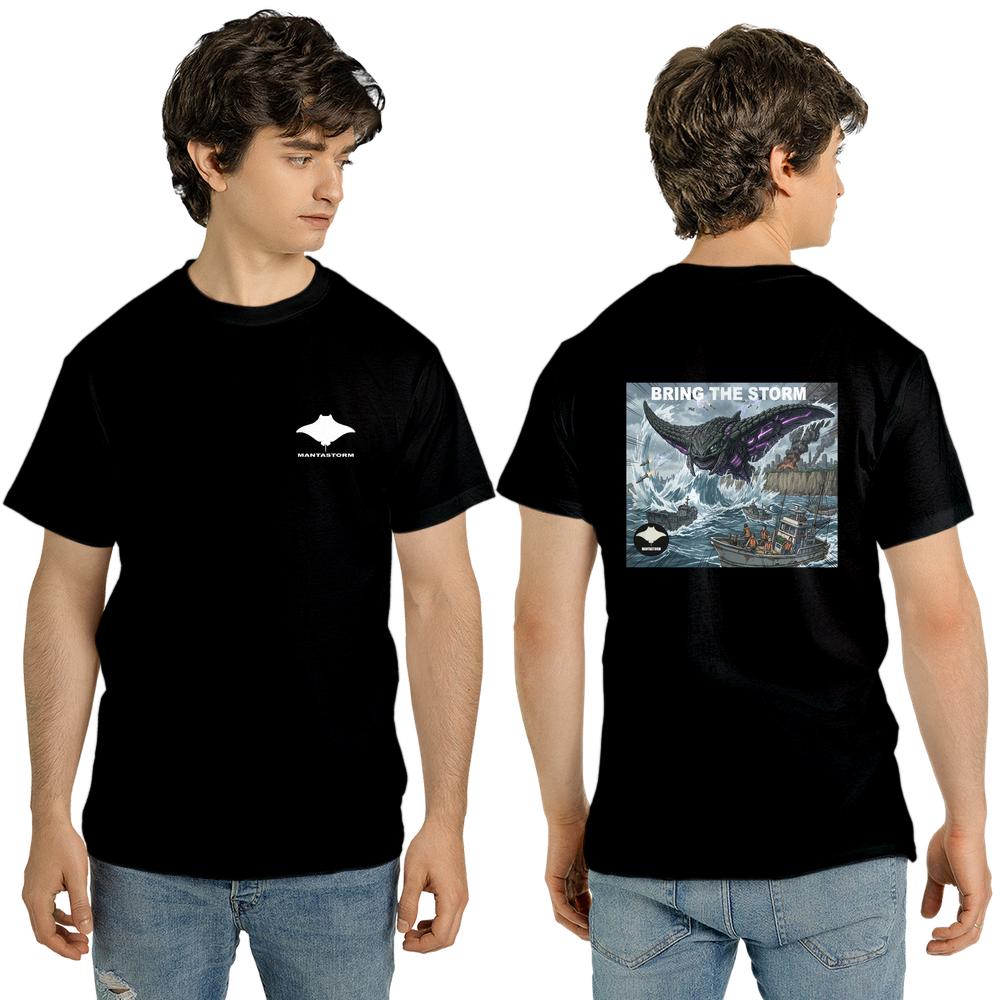 MANTASTORM Unisex Black T-shirt Anime Graphic 2 (Made in US)